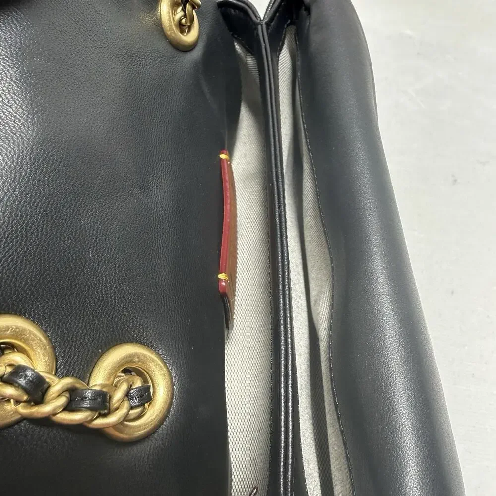 Coach Black Quilted Tabby 20 Shoulder Bag Gold Chain Strap Loose Thread See Pic